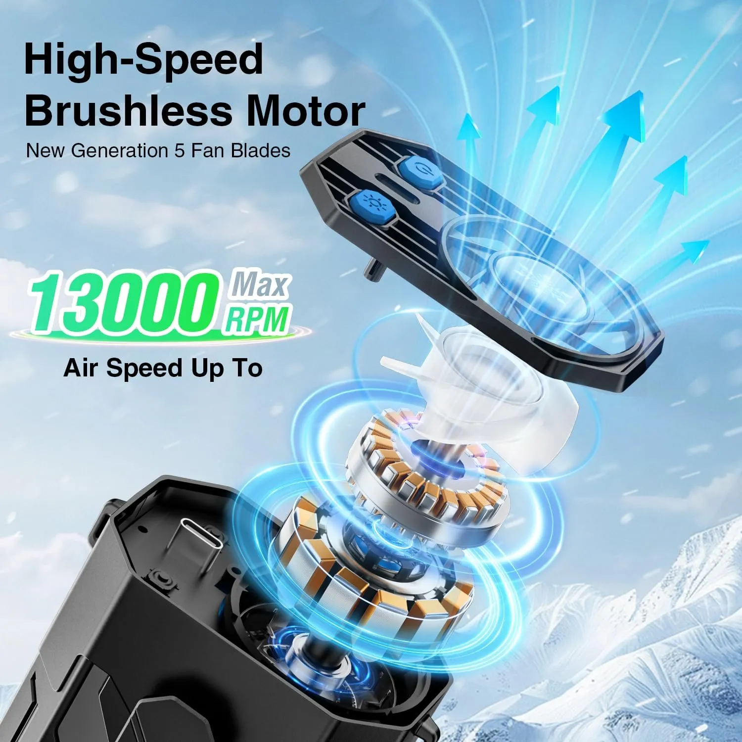 Portable Fan 4000mAh Rechargeable, 4 Speeds 13000RPM Strong Airflow, Personal Waist Fan with Max 24H Working Time, Wearable Neck Fan, Hands-Free Clip Belt fan for Camping, Outdoor, Jobsite, Traveling