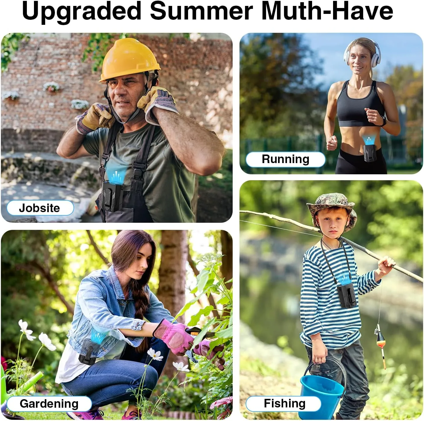 Portable Fan 4000mAh Rechargeable, 4 Speeds 13000RPM Strong Airflow, Personal Waist Fan with Max 24H Working Time, Wearable Neck Fan, Hands-Free Clip Belt fan for Camping, Outdoor, Jobsite, Traveling
