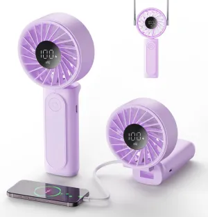 Portable Fan, 4000mAh USB Rechargeable, 180 Foldable Mini Desk Fan, 6 Wind Speed, LCD Digital Display, Lanyard as Neck Fan, Ultra Quiet, Pocket Size for Indoor Outdoor Battery-powered portable fan