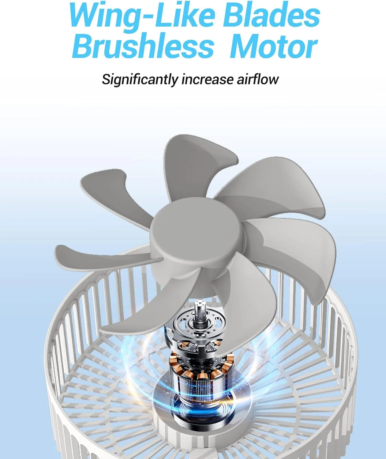 Portable Fan, 8'' Oscillating Desk Fan, 5400mAh Rechargeable Small Fan for Bedroom, 4 Speeds8H Timer Battery Powered Travel Fans for Outdoor, White