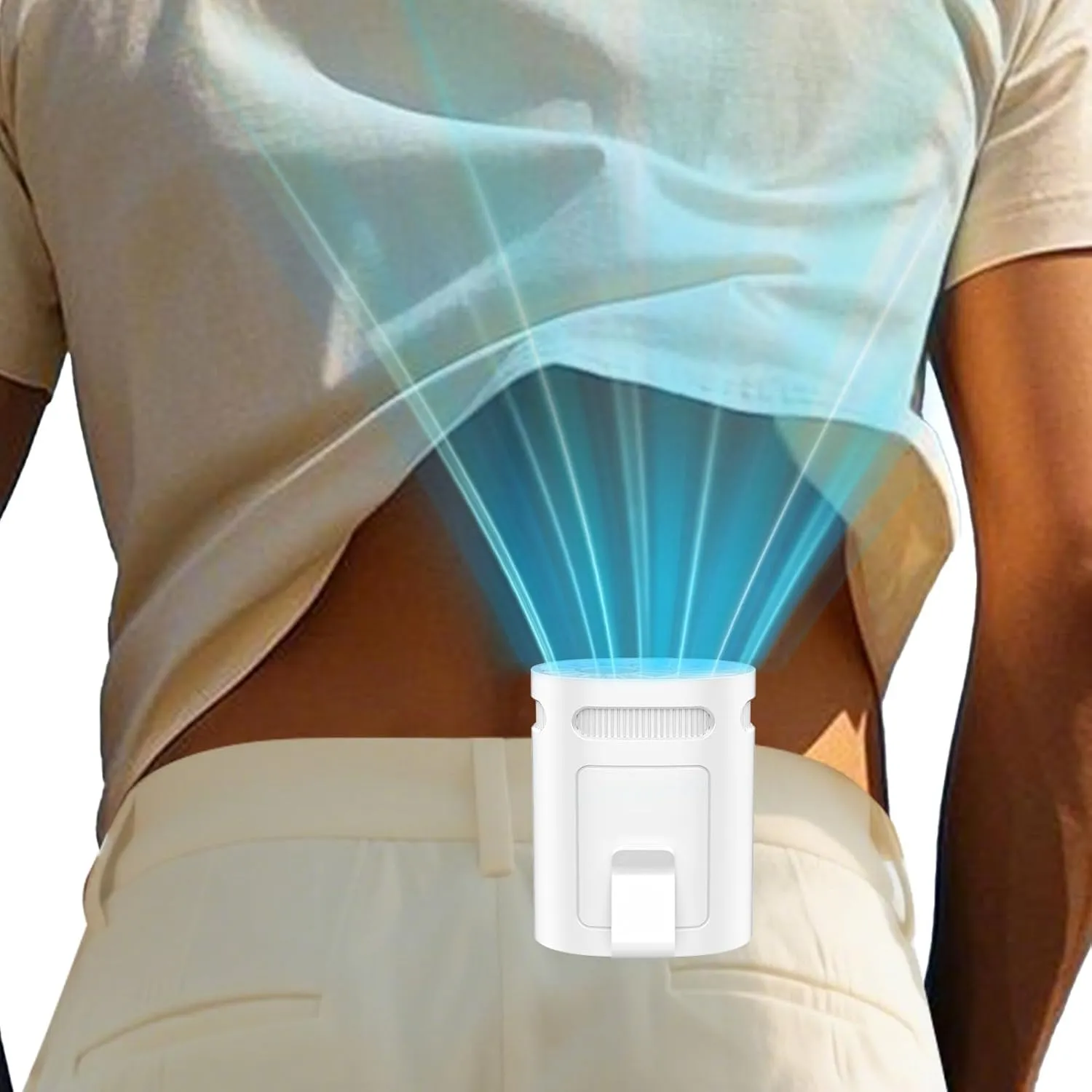 Portable Fan Clip on Pants-Personal Little Light Weight Waist Fan Coolclip Belt Hip Pocket Hard Hat,Wireless Wear Charging Battery Powered Quiet Undershirt Waist Band Coolclip Fans Adult Kid White Neck fan for hands-free comfort