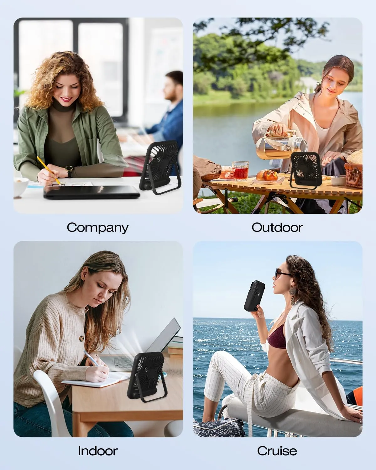 Portable Fan for Travel, 2Pack Small Desk Fan with Digital Display and 100 Speed, MAX 14Hrs Work Time Battery Powered Pesonal Fan for Office Bedroom Outdoor