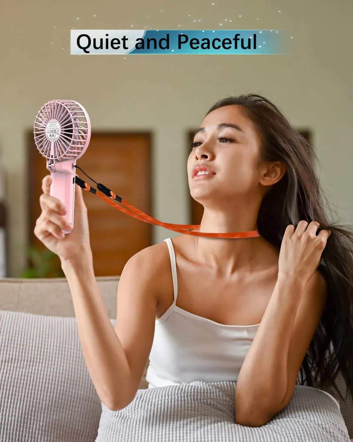 Portable Fan Handheld Fan, Mini Hand Held Fan, 6-15H Cooling Small Personal Fan, 180 Foldable Mini Desk Fan with 4 Quiet Speed, Neck Fan w/Lanyard for Kids Women Men Travel Outdoor Office, Pink