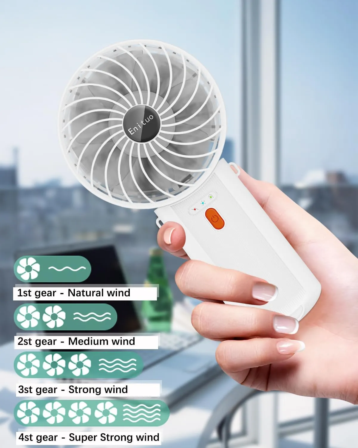 Portable Fan Handheld Fan, Mini Hand Held Fan, 6-15H Cooling Small Personal Fan, 180 Foldable Mini Desk Fan with 4 Quiet Speed, Neck Fan w/Lanyard for Kids Women Men Travel Outdoor Office, White