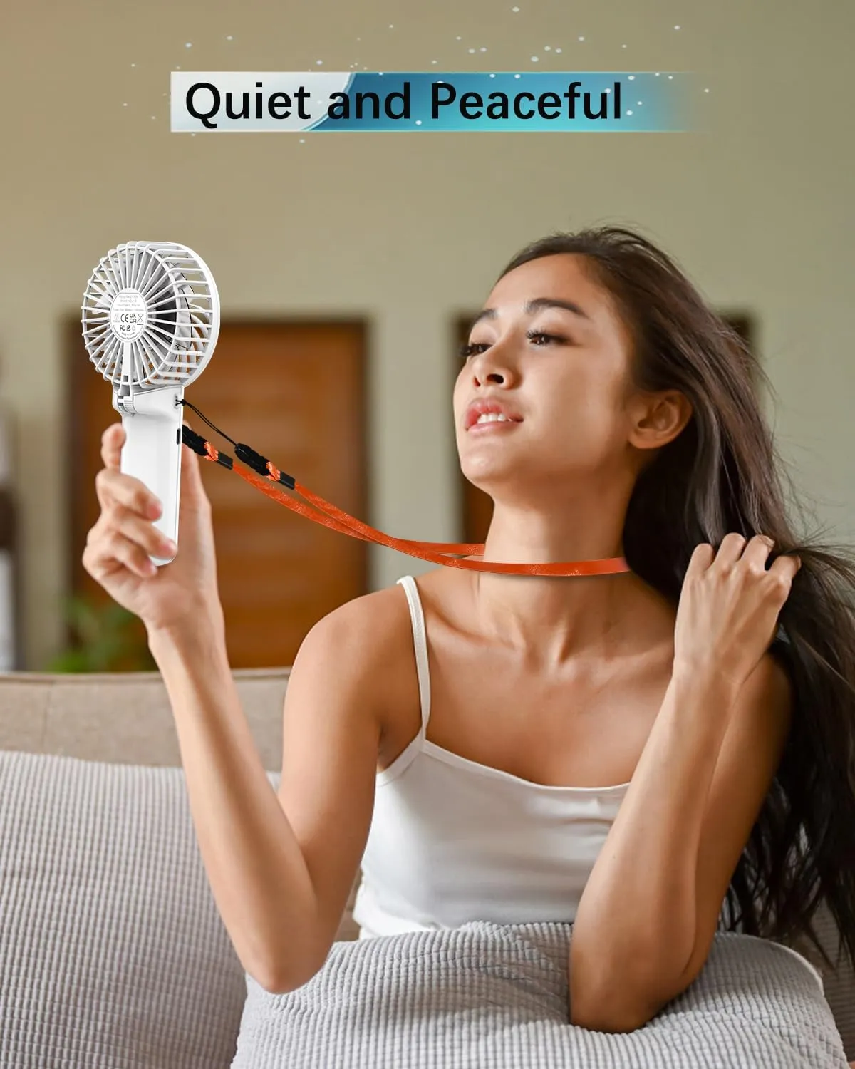 Portable Fan Handheld Fan, Mini Hand Held Fan, 6-15H Cooling Small Personal Fan, 180 Foldable Mini Desk Fan with 4 Quiet Speed, Neck Fan w/Lanyard for Kids Women Men Travel Outdoor Office, White