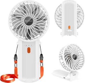 Portable Fan Handheld Fan, Mini Hand Held Fan, 6-15H Cooling Small Personal Fan, 180 Foldable Mini Desk Fan with 4 Quiet Speed, Neck Fan w/Lanyard for Kids Women Men Travel Outdoor Office, White Neck fan for hands-free comfort