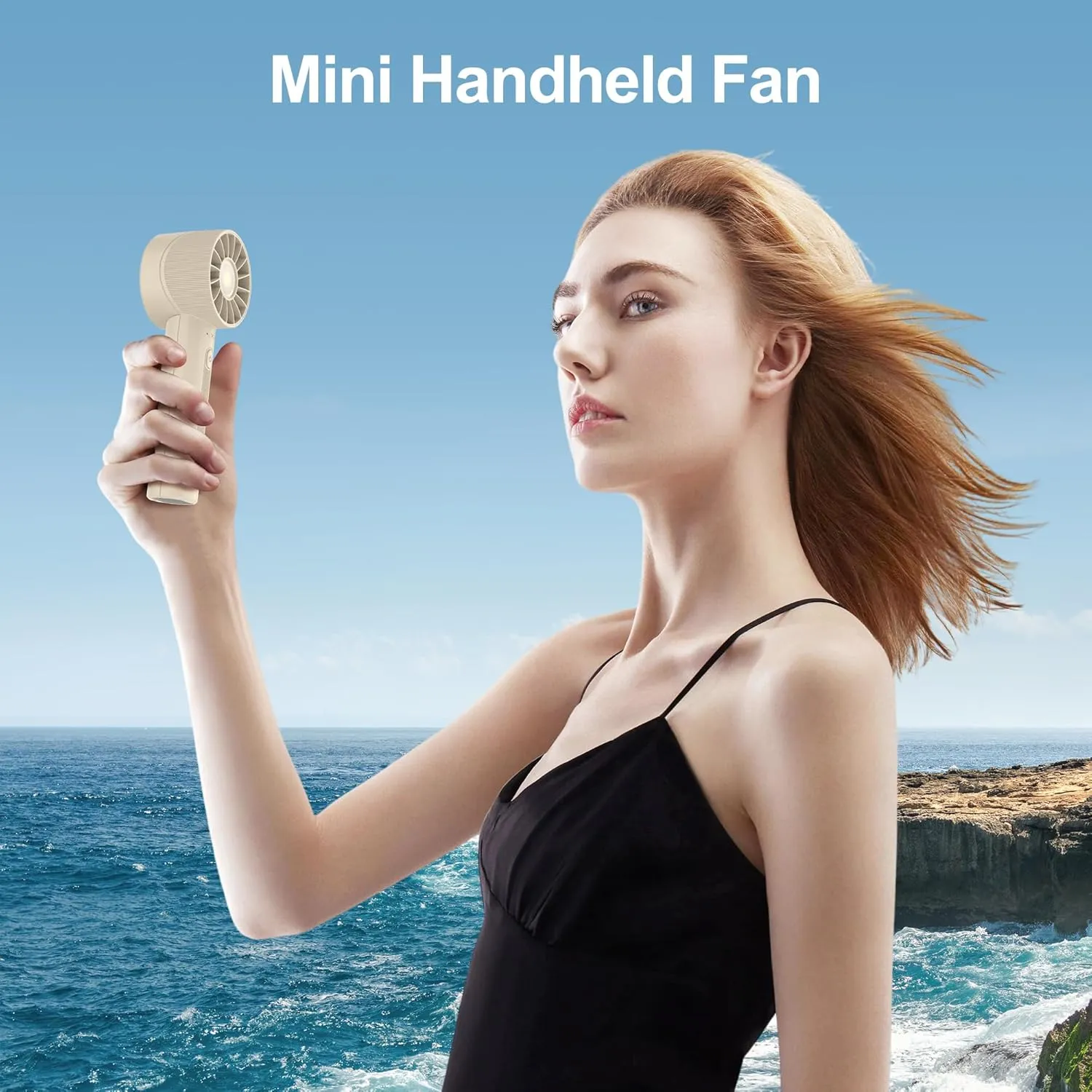 Portable Fan, Mini Handheld Fan with 3 Adjustable Speeds, 2600mAh Handheld Fan with 3-16H Usage Time and Newly Upgraded Motor, Small Lash Fan for Women's Make Up Fan, Nice Mini Fan for Summer (Beige)