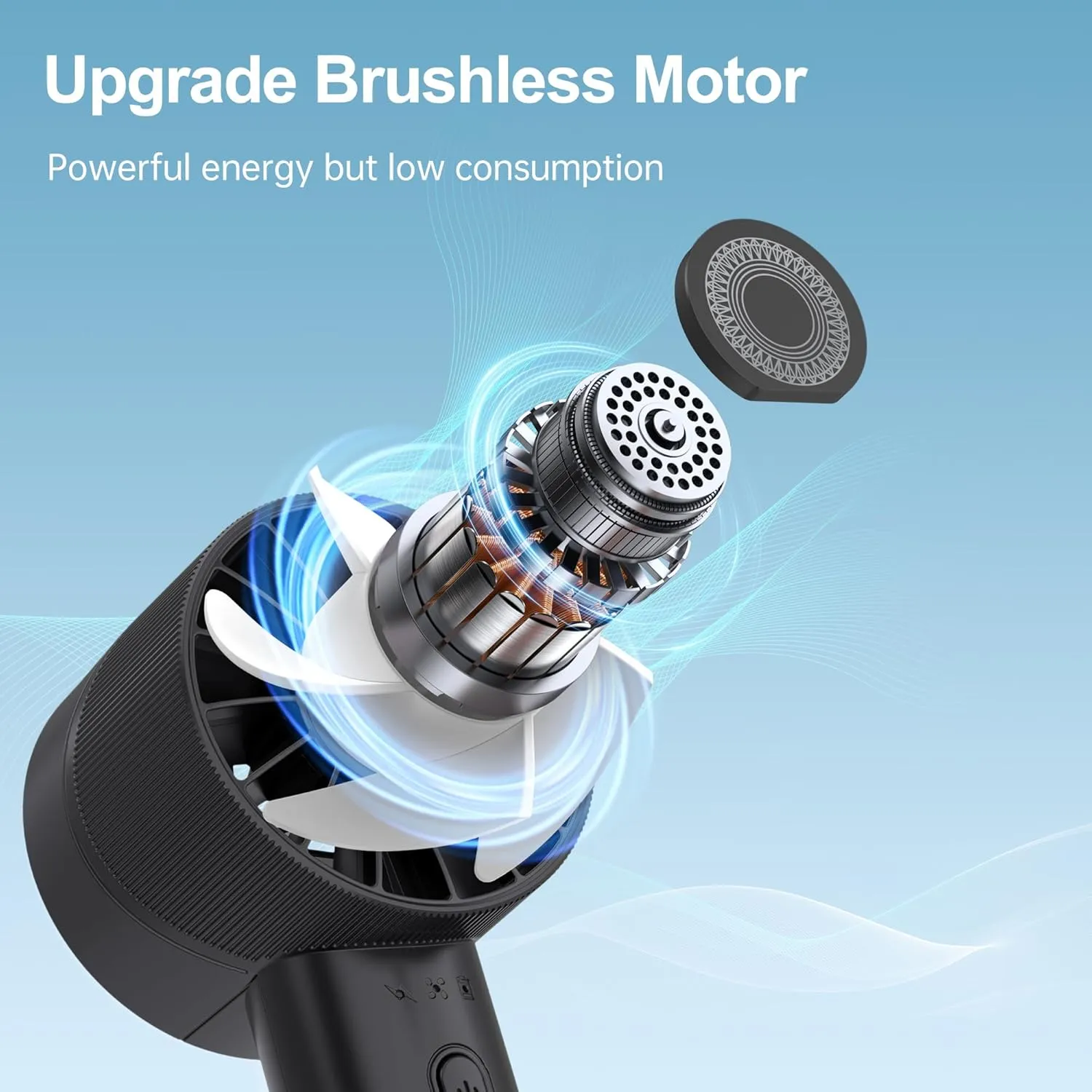Portable Fan, Mini Handheld Fan with 3 Adjustable Speeds, 2600mAh Handheld Fan with 3-16H Usage Time and Newly Upgraded Motor, Small Lash Fan for Women's Make Up Fan, Nice Mini Fan for Summer (Black)