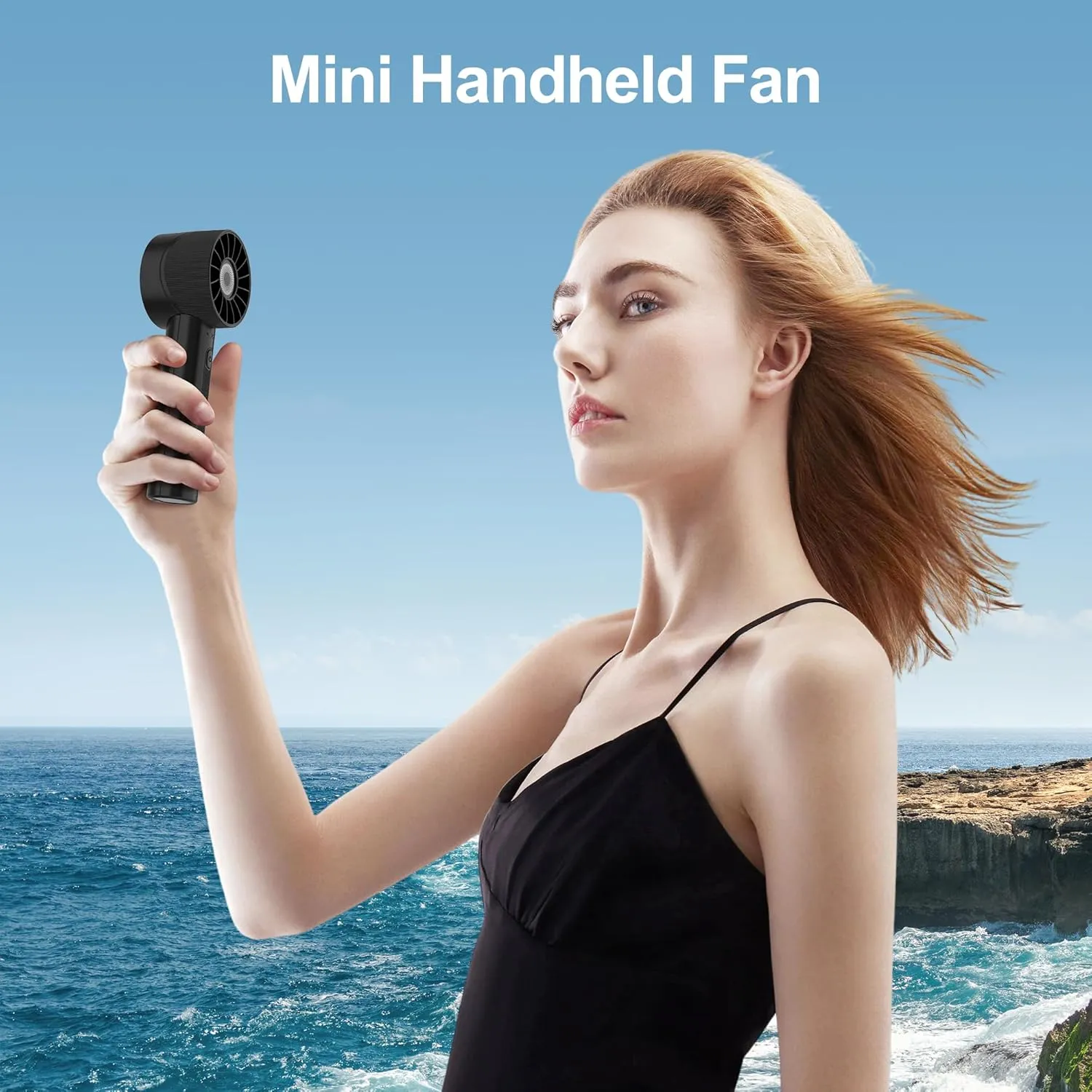 Portable Fan, Mini Handheld Fan with 3 Adjustable Speeds, 2600mAh Handheld Fan with 3-16H Usage Time and Newly Upgraded Motor, Small Lash Fan for Women's Make Up Fan, Nice Mini Fan for Summer (Black)