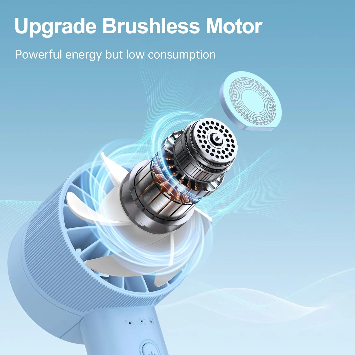 Portable Fan, Mini Handheld Fan with 3 Adjustable Speeds, 2600mAh Handheld Fan with 3-16H Usage Time and Newly Upgraded Motor, Small Lash Fan for Women's Make Up Fan, Nice Mini Fan for Summer (Blue)