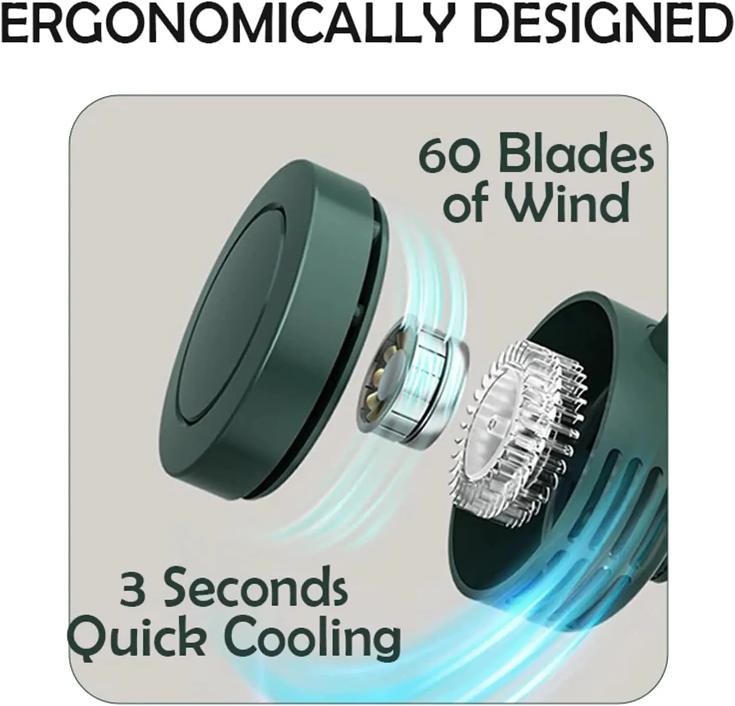 Portable Fan, Mini Waist Clip Fan, 360 Degree Clip On Air Cooler, USB or Battery Operated Hands-Free Personal Fan 3 Speeds Bladeless Neck Fan Wearable for Outdoor Farm Hiking Camping Travel (3PCS)