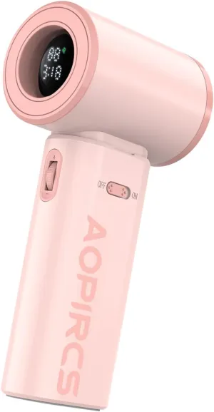 Portable Fan - Pink Mini Turbo Handheld Fans with Digital Display (High Speeds 24000RPM) - Rechargeable Battery Powered Fan for Travel, Camping Essentials, Gifts for Women, Mom Mini handheld fan for personal cooling