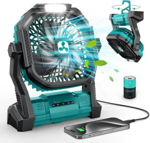 Portable Fan Rechargeable, 20000mAh Cordless Battery Powered Fan with LED Lantern, USB C Battery Operated for Travel Bedroom Home Camping Tent Office Beach Desk Fishing Table USB desktop fan for workspace