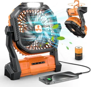 Portable Fan Rechargeable, Cordless Battery Powered Fan with LED Lantern, Small Table Fan, USB Battery Operated Fans for Travel Bedroom Home Camping Tent Office Beach Desk Picnic Barbecue Fishing USB desktop fan for workspace