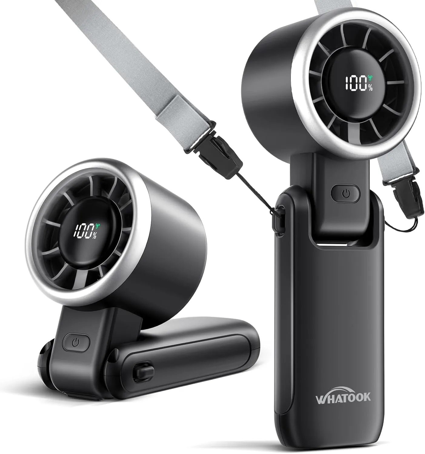 Portable Fan Rechargeable Mini Fan: Hand Fan with Air Turbo Tech, 4000mAh and 5 Speeds Led Display, 3 IN 1 Foldable Small Personal Fans for Travel, Outdoor, Working, Shopping (Black) Mini handheld fan for personal cooling