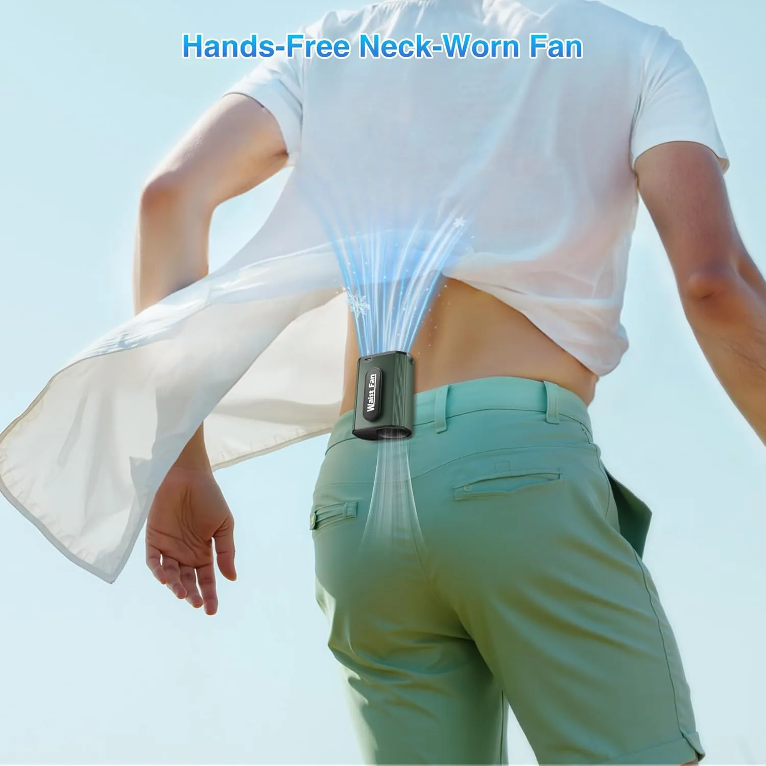 Portable Fan Rechargeable, Personal Waist Fan with 17500RPM Strong Airflow 4 Speed.Dual-Sided Clip on Wearable Belt Shirt Hands-Free Hanging Neck Fan, Cooling For Outdoor, Travel,Camping,Jobsite