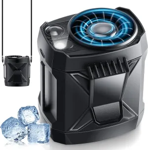 Portable Fan Rechargeable, Personal Waist Neck Wearable Cooling Fan with Light, 4 Speeds 9200RPM Strong Airflow for Outdoor, Jobsite, Camping, Travel Waist-mounted portable fan for outdoor use