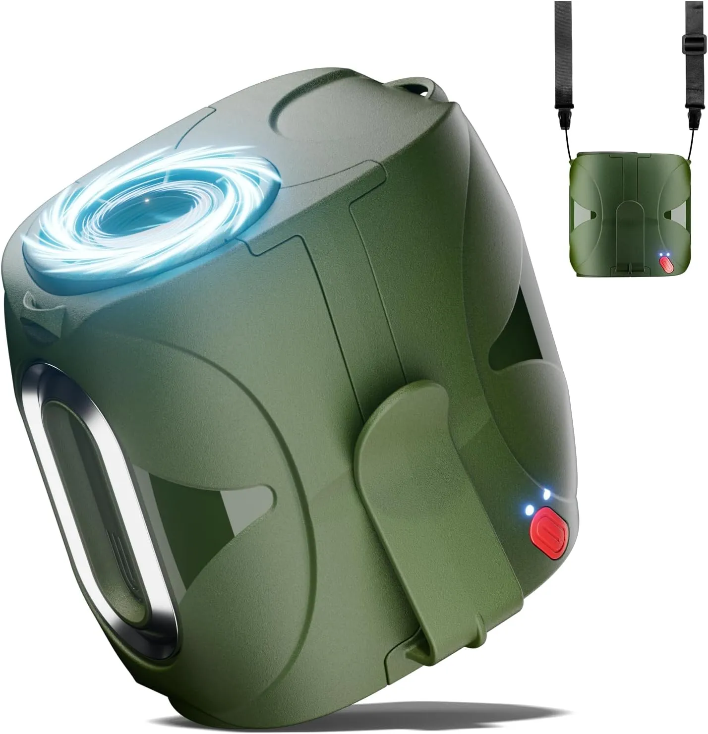 Portable Fan Rechargeable Up to 40H Cooling, Green Waist Fan Clip On 14000 RPM 6 Speeds Powerful Airflow, 6000mAh Shirt Fans with Metal Decor, Wearable Belt Fans for Outdoor Work Gardening Waist-mounted portable fan for outdoor use