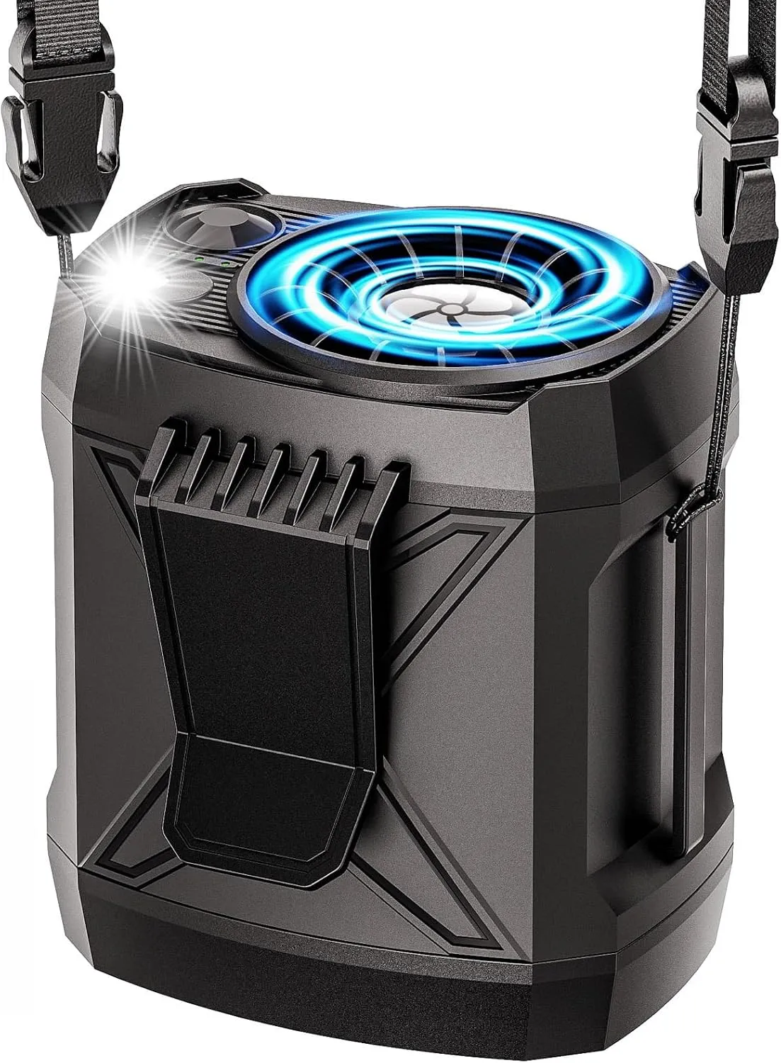 Portable Fan Rechargeable,4 Speeds Strong Airflow Small Neck Fan Clip on Waist Under Shirt,Battery Powered,for Travel Camping Outdoor Jobsite,Camping Essentials-Black Waist-mounted portable fan for outdoor use