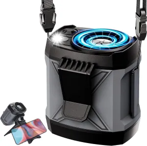 Portable Fan Rechargeable,4 Speeds Strong Airflow Small Neck Fan Clip on Waist Under Shirt,Battery Powered,for Travel Camping Outdoor Jobsite,Camping Essentials -Gray with Bracket Waist-mounted portable fan for outdoor use