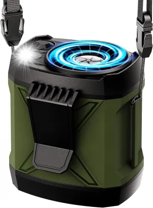 Portable Fan Rechargeable,4 Speeds Strong Airflow Small Neck Fan Clip on Waist Under Shirt,Battery Powered,for Travel Camping Outdoor Jobsite,Camping Essentials-Green Waist-mounted portable fan for outdoor use