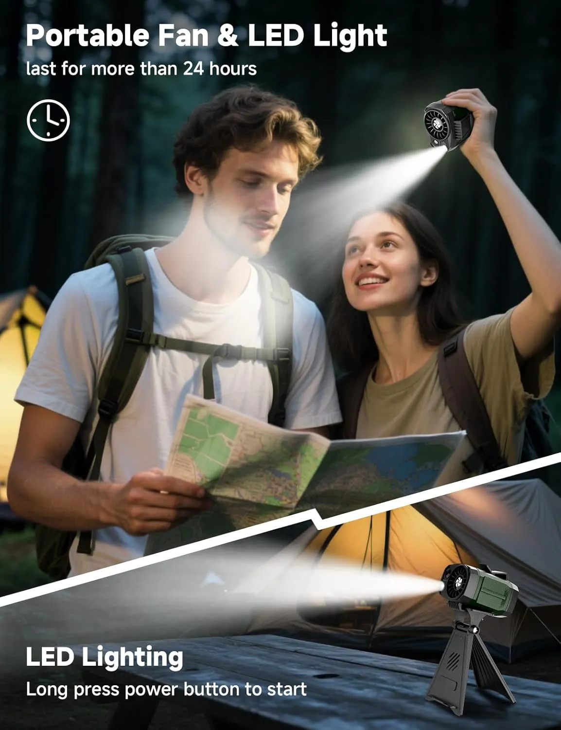 Portable Fan Rechargeable,4 Speeds Strong Airflowt,Battery Powered Mini Fan Clip on Waist Under Shirt,Neck Fan for Travel Camping Outdoor Jobsite,Personal Wearable-Green with Bracket