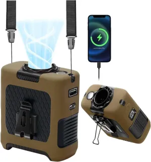 Portable Fan Wearable Personal Fan with 5 Speed Max 55 Working Hours Low Noise Portable Neck Fans Cooling Waist Fans for Camping Traveling LED Power Display 10000mAh Rechargeable (Brown) Waist-mounted portable fan for outdoor use