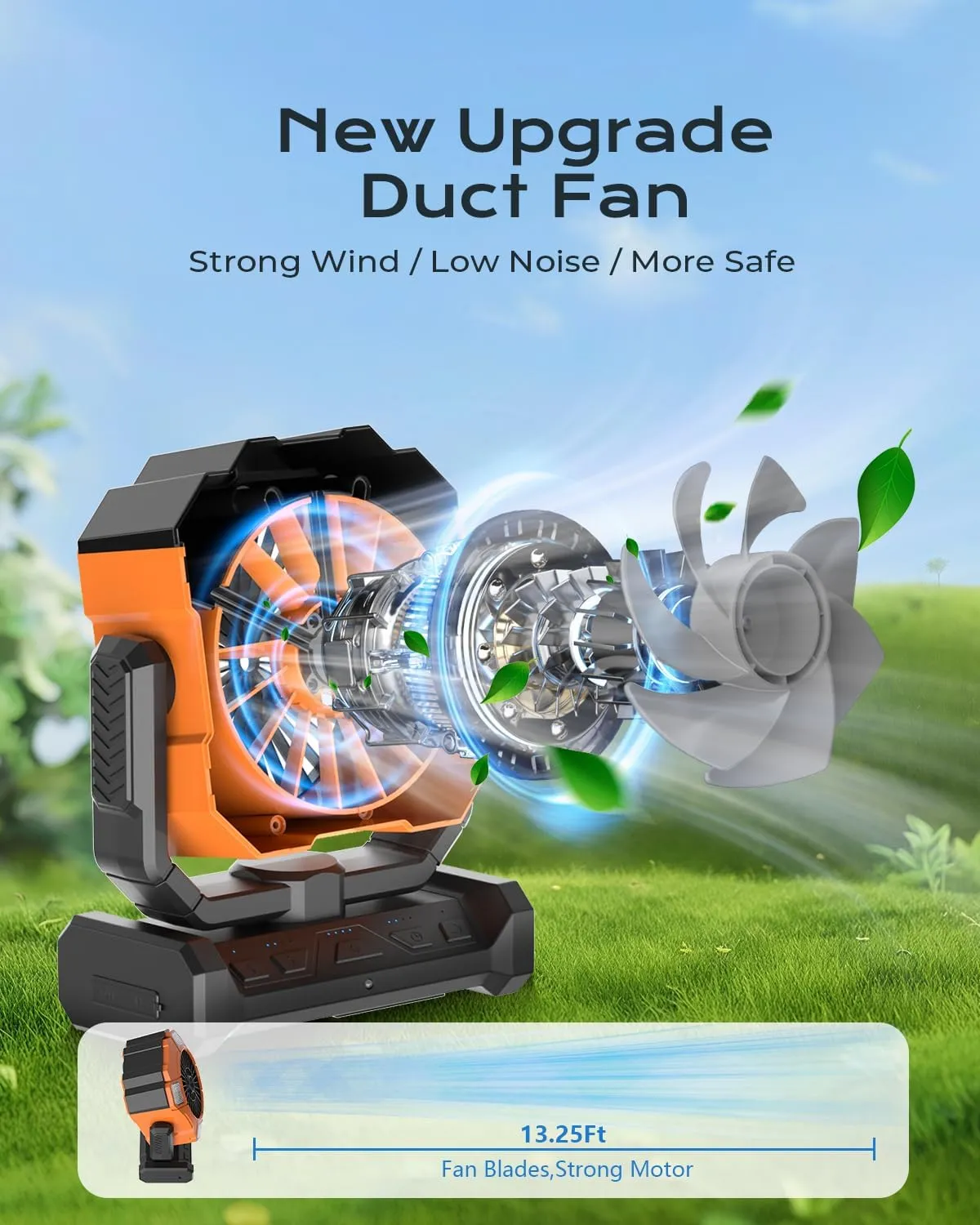 Portable Fan with Misting & 24000mAh Battery - 80H Runtime, 7m 16ft Mist, Ultra Quiet 4-Speed Camping Fan for Outdoor Indoor, Remote & 300mL Tank-Orange