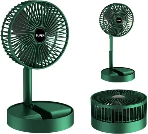Portable Folding Fan, Rechargeable Standing Pedestal USB Fan, 3 Speeds, 2000mAh Battery Operated for Home, Camping, Office, 6.5-Inch USB desktop fan for workspace