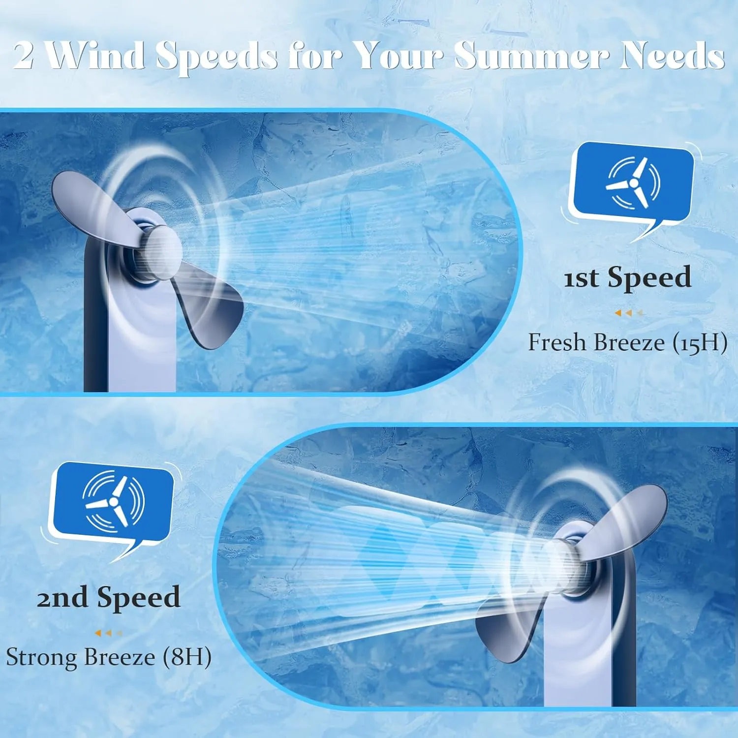 Portable Handheld Fan, 2 IN 1 Mini Hand Fan, Battery Operated [8-15 Working Hours], USB Rechargeable Personal Foldable Fan for Indoor, Small Pocket Fans Travel Essentials for Outdoor (Blue)