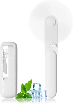 Portable Handheld Fan, 2 IN 1 Mini Hand Fan, Battery Operated [8-15 Working Hours], USB Rechargeable Personal Foldable Fan for Indoor, Small Pocket Fans Travel Essentials for Outdoor (White) Neck fan for hands-free comfort