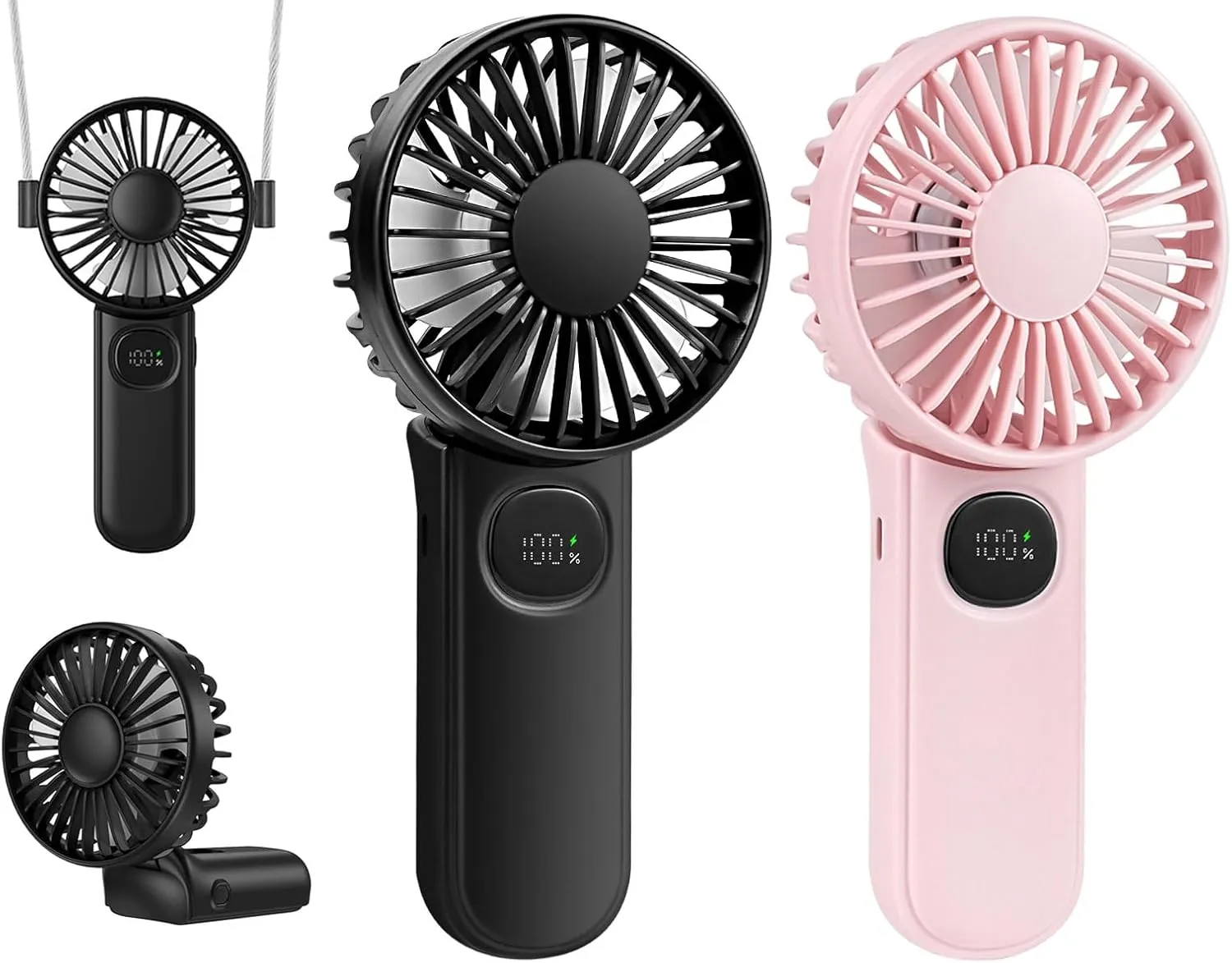 Portable Handheld Fan 2 Pack, Foldable Mini Hand Fans USB Rechargeable Battery Operated Fans with 5 Speeds Quiet Small Personal Eyelash Fan for Women Men Office Outdoor Travel Camping Mini handheld fan for personal cooling