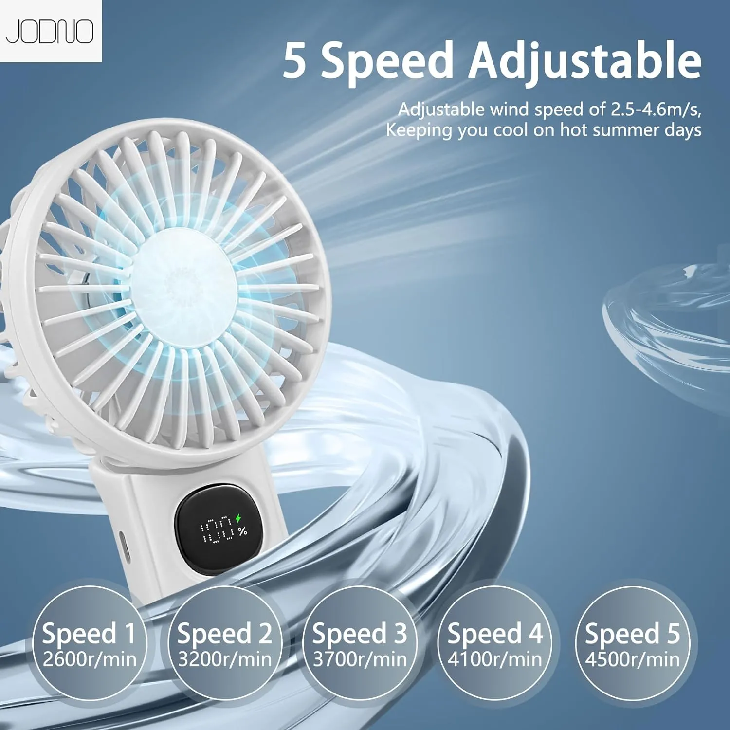 Portable Handheld Fan 2 Pack, Foldable Mini Hand Fans USB Rechargeable Battery Operated Fans with 5 Speeds Quiet Small Personal Eyelash Fan for Women Men Office Outdoor Travel Camping