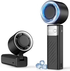 Portable Handheld Fan [24H Max Cooling], Turbo Fan Foldable with USB Rechargeable, 1-199 Speed, LED Power Display, Small & Lightweight for Travel/Beach/Camping, Summer Essential Gift for Women Men Mini handheld fan for personal cooling