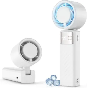 Portable Handheld Fan [24H Max Cooling], Turbo Fan Foldable with USB Rechargeable, 1-199 Speed, LED Power Display, Small & Lightweight for Travel/Beach/Camping, Summer Essential Gift for Women Men Mini handheld fan for personal cooling