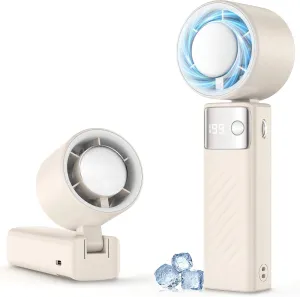 Portable Handheld Fan [24H Max Cooling], Turbo Fan Foldable with USB Rechargeable, 1-199 Speed, LED Power Display, Small & Lightweight for Travel/Beach/Camping, Summer Essential Gift for Women Men Mini handheld fan for personal cooling