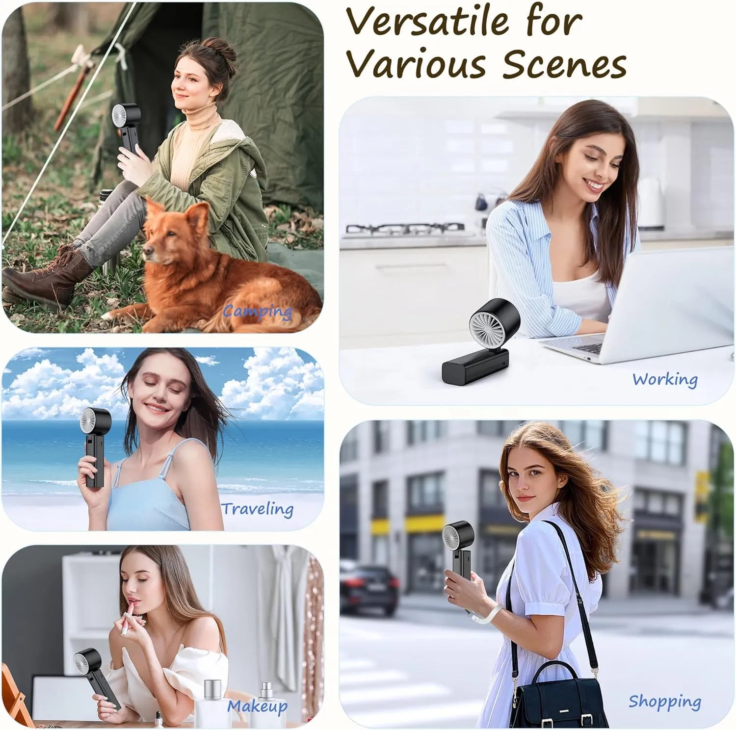 Portable Handheld Fan [24H Max Cooling], Turbo Fan Foldable with USB Rechargeable, 1-199 Speed, LED Power Display, Small & Lightweight for Travel/Beach/Camping, Summer Essential Gift for Women Men