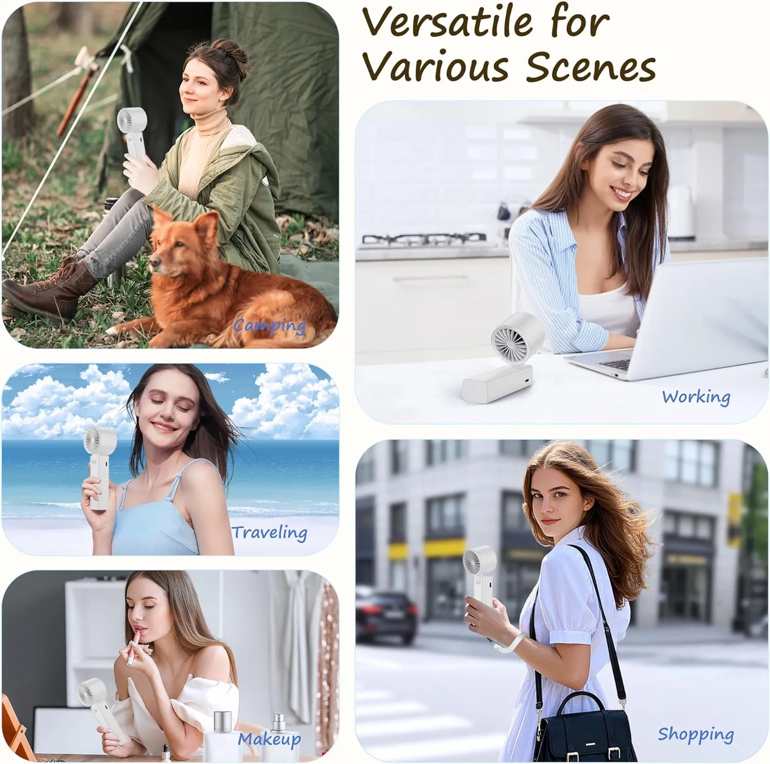 Portable Handheld Fan [24H Max Cooling], Turbo Fan Foldable with USB Rechargeable, 1-199 Speed, LED Power Display, Small & Lightweight for Travel/Beach/Camping, Summer Essential Gift for Women Men