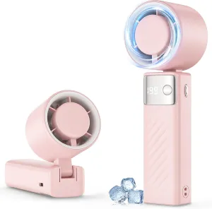 Portable Handheld Fan [24H Max Cooling], Turbo Fan Foldable with USB Rechargeable, 1-199 Speed, LED Power Display, Small & Lightweight for Travel/Beach/Camping, Summer Essential Gift for Women Men Mini handheld fan for personal cooling