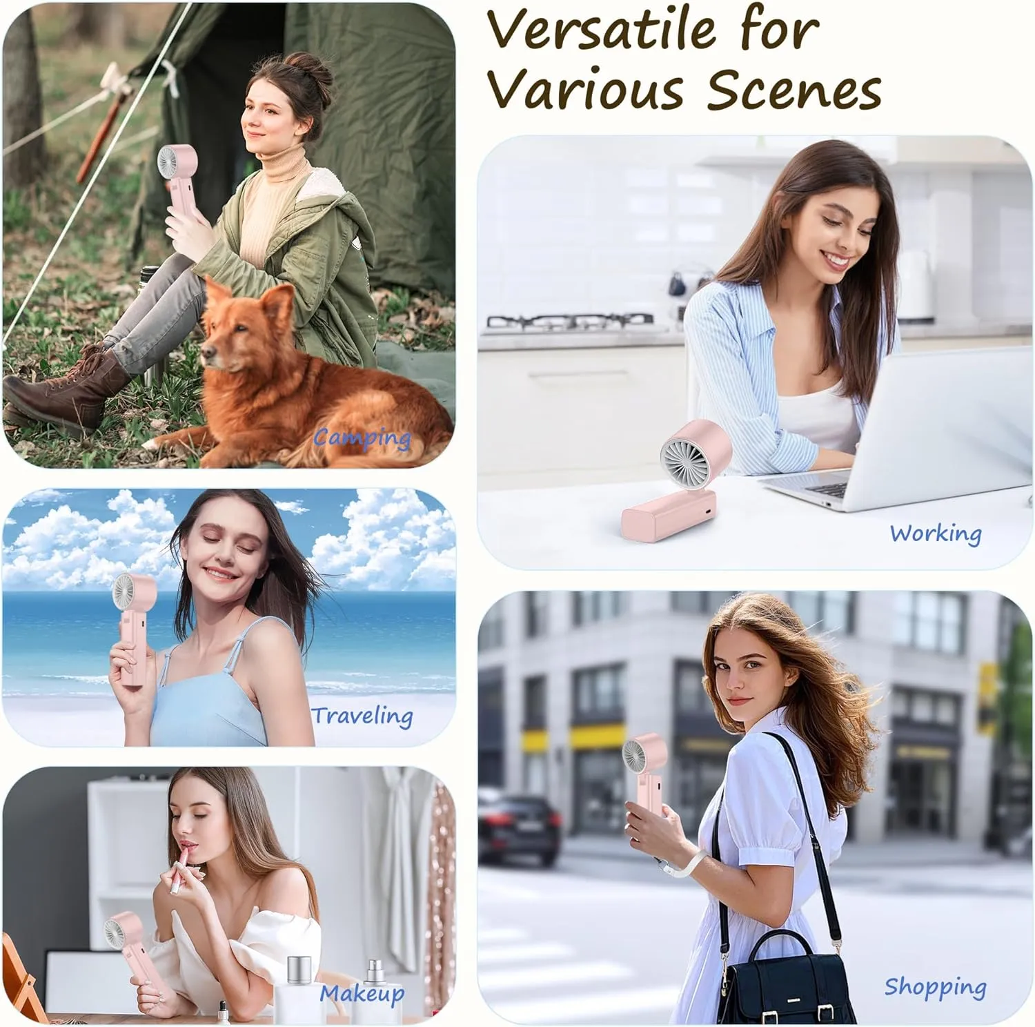 Portable Handheld Fan [24H Max Cooling], Turbo Fan Foldable with USB Rechargeable, 1-199 Speed, LED Power Display, Small & Lightweight for Travel/Beach/Camping, Summer Essential Gift for Women Men