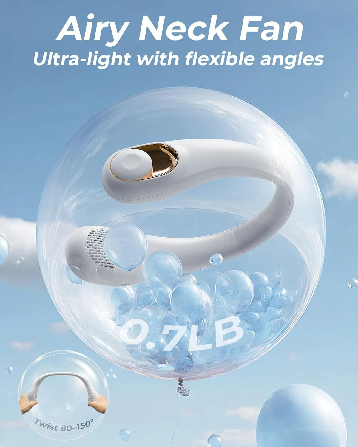 Portable Handheld Fan, 4000mAh, 180 Adjustable, 6 Speed Wind, Display Electricity in Real Time, USB Rechargeable Foldable Personal Fan