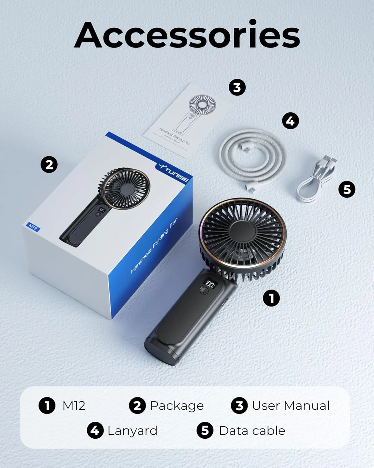 Portable Handheld Fan, 4000mAh, 180 Adjustable, 6 Speed Wind, Display Electricity in Real Time, USB Rechargeable Foldable Personal Fan