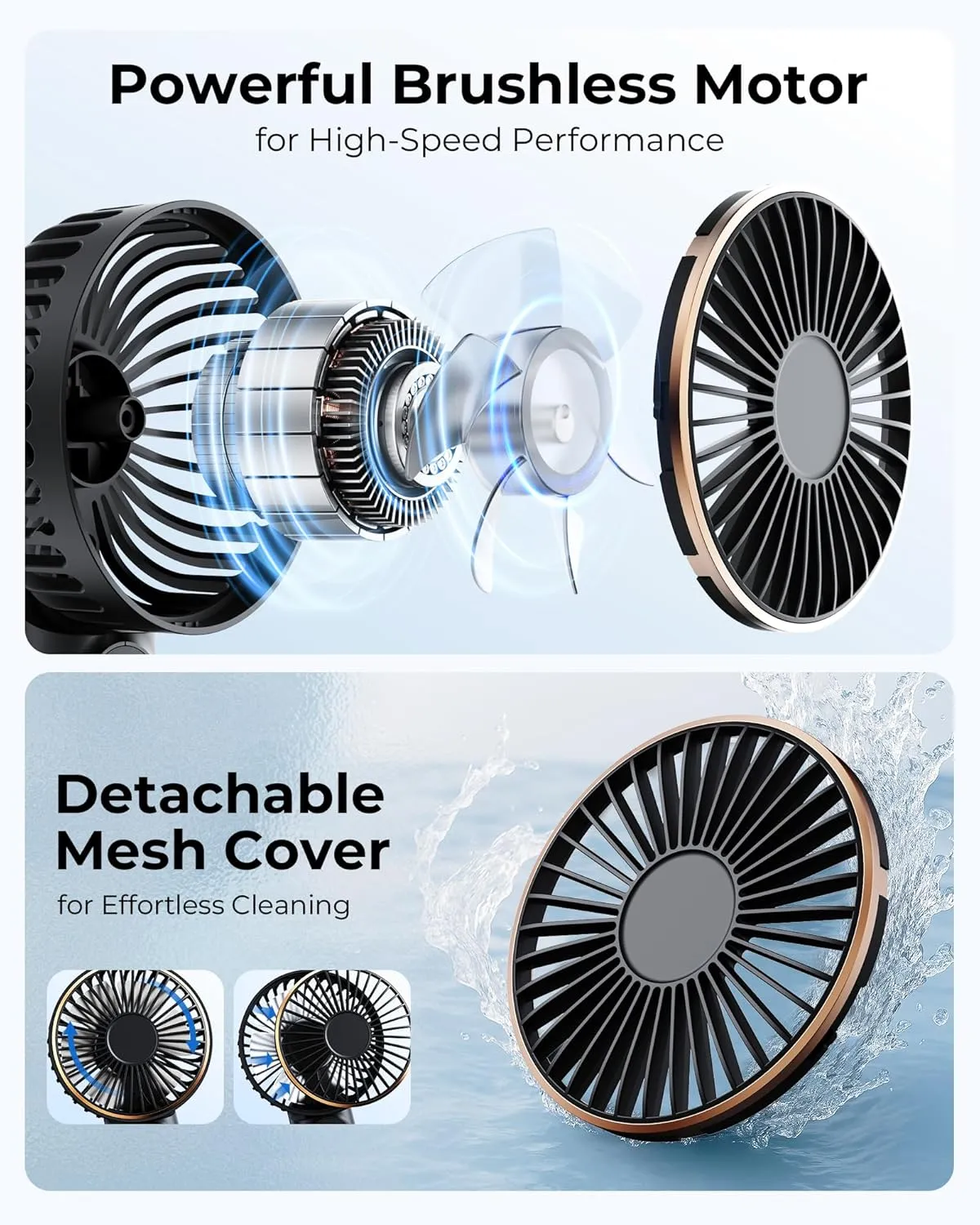 Portable Handheld Fan, 4000mAh, 180 Adjustable, 6 Speed Wind, Display Electricity in Real Time, USB Rechargeable Foldable Personal Fan
