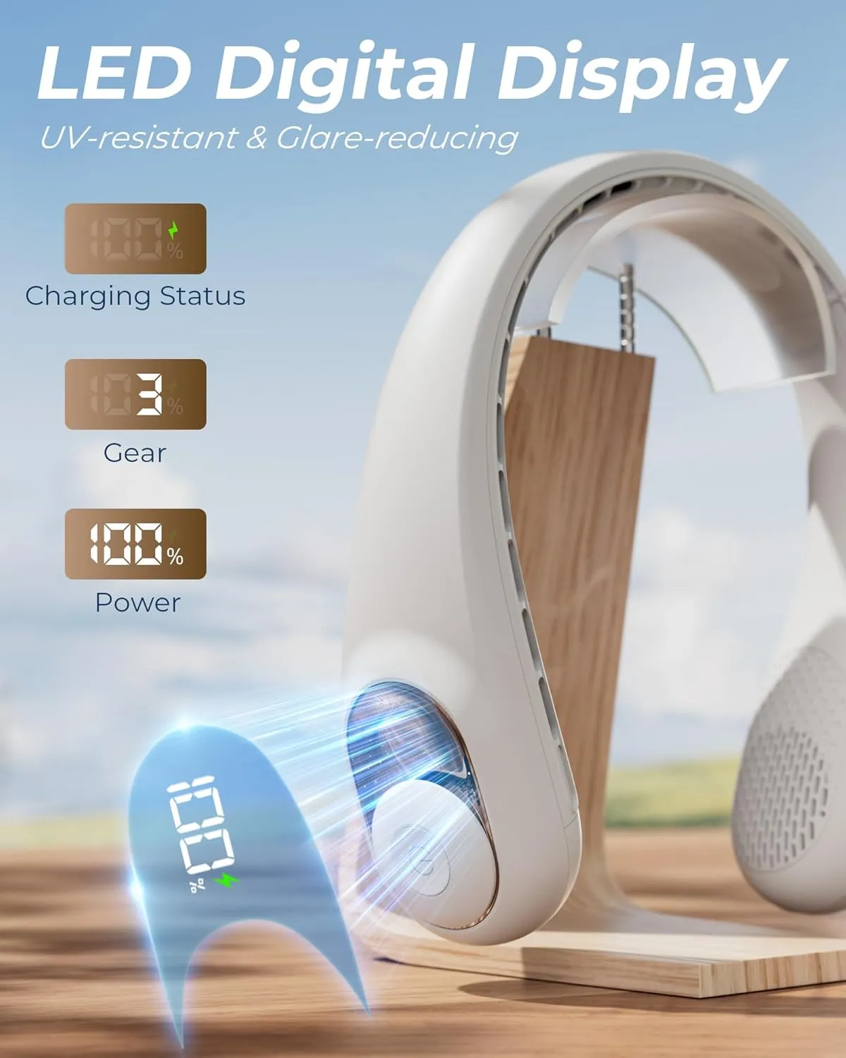 Portable Handheld Fan, 4000mAh, 180 Adjustable, 6 Speed Wind, Display Electricity in Real Time, USB Rechargeable Foldable Personal Fan
