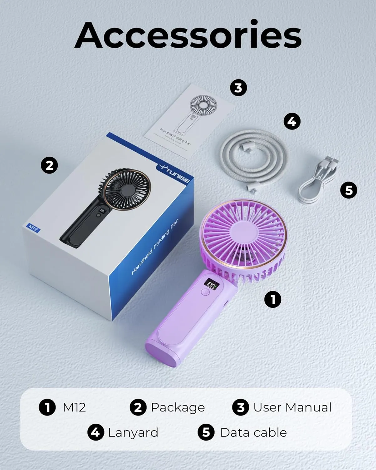 Portable Handheld Fan, 4000mAh, 180 Adjustable, 6 Speed Wind, USB Rechargeable Foldable Fan with Real-Time Electricity Display