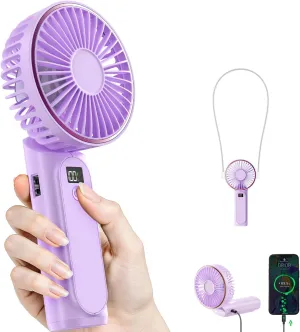 Portable Handheld Fan, 4000mAh, 180 Adjustable, 6 Speed Wind, USB Rechargeable Foldable Fan with Real-Time Electricity Display Waist-mounted portable fan for outdoor use