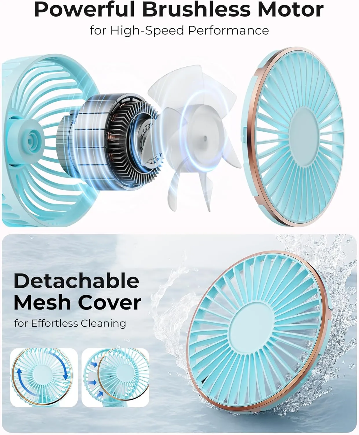 Portable Handheld Fan, 4000mAh, 180 Adjustable, 6 Speed Wind, USB Rechargeable Foldable Fan with Real-Time Electricity Display
