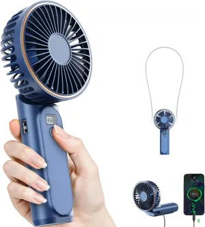 Portable Handheld Fan, 4000mAh, 180 Adjustable, 6 Speed Wind, USB Rechargeable Foldable Fan with Real-Time Electricity Display Waist-mounted portable fan for outdoor use