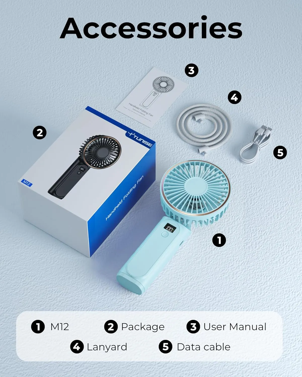 Portable Handheld Fan, 4000mAh, 180 Adjustable, 6 Speed Wind, USB Rechargeable Foldable Fan with Real-Time Electricity Display