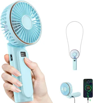 Portable Handheld Fan, 4000mAh, 180 Adjustable, 6 Speed Wind, USB Rechargeable Foldable Fan with Real-Time Electricity Display Waist-mounted portable fan for outdoor use